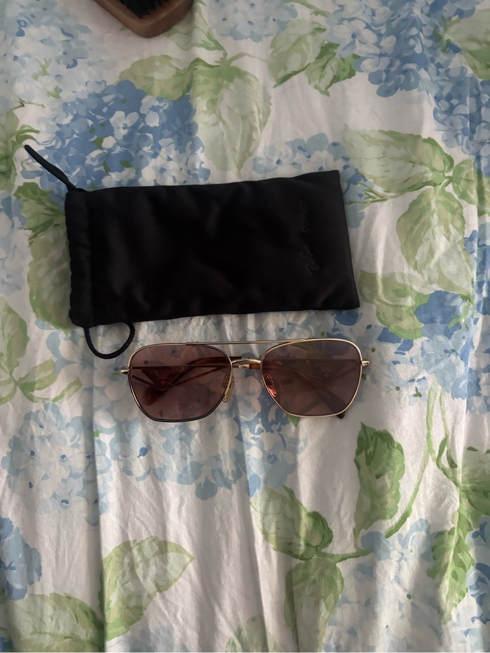 Prada Gold Frame Sunglasses with Brown Lenses
